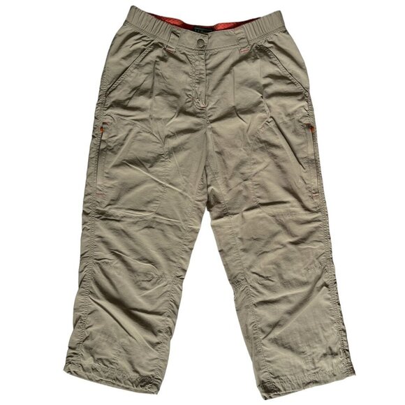 LL Bean Womens Nylon Cropped Hiking Pants Size 6 Beige Cinch Leg Gorpcore Trail - Picture 1 of 7